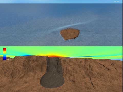 Tsunami generated by landslide in Alboran Sea (Alboran island view)