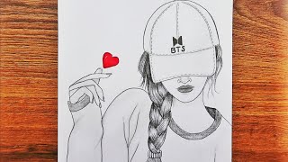 BTS Şapkalı Güzel Kız Çizimi / How to draw a 