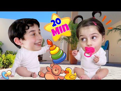 Mimi e Julinha em Histórias Engraçadas sobre Bebês e brinquedos e outras histórias com a Irmãzinha