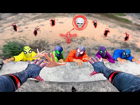 8 Spider-Man Team vs SKELETON SERBIAN Dancing in Abandoned Houses Area !! ( Scary Action POV )