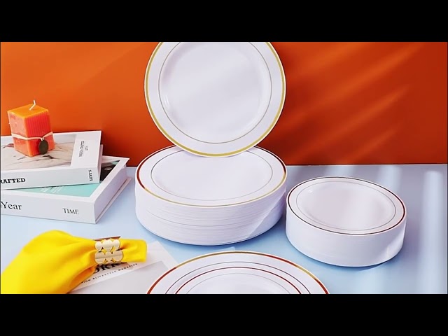 Vídeo relacionado con PARTY GO Juego de vajilla desechable para fiesta de té, 96 unidades, platos de papel desechables, servilletas, tazas para fiestas de té, decoración de fiestas, platos para servir a 24 invitados