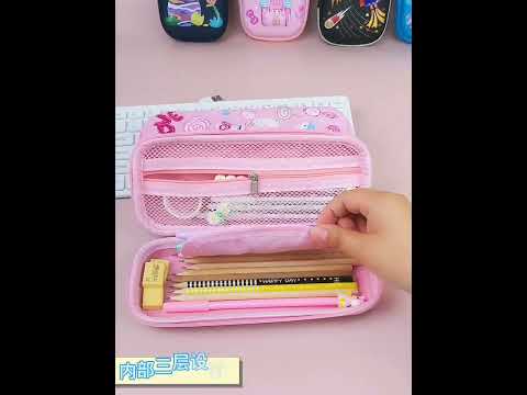 3D Пенал школьный для девочек Единорог маленький на 3 отделения розовый (GS-63803) Video #1