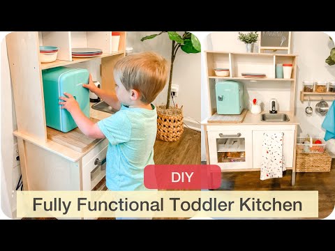 Part of a video titled Fully Funtional Toddler Kitchen | IKEA DIY | MONTESSORI - YouTube