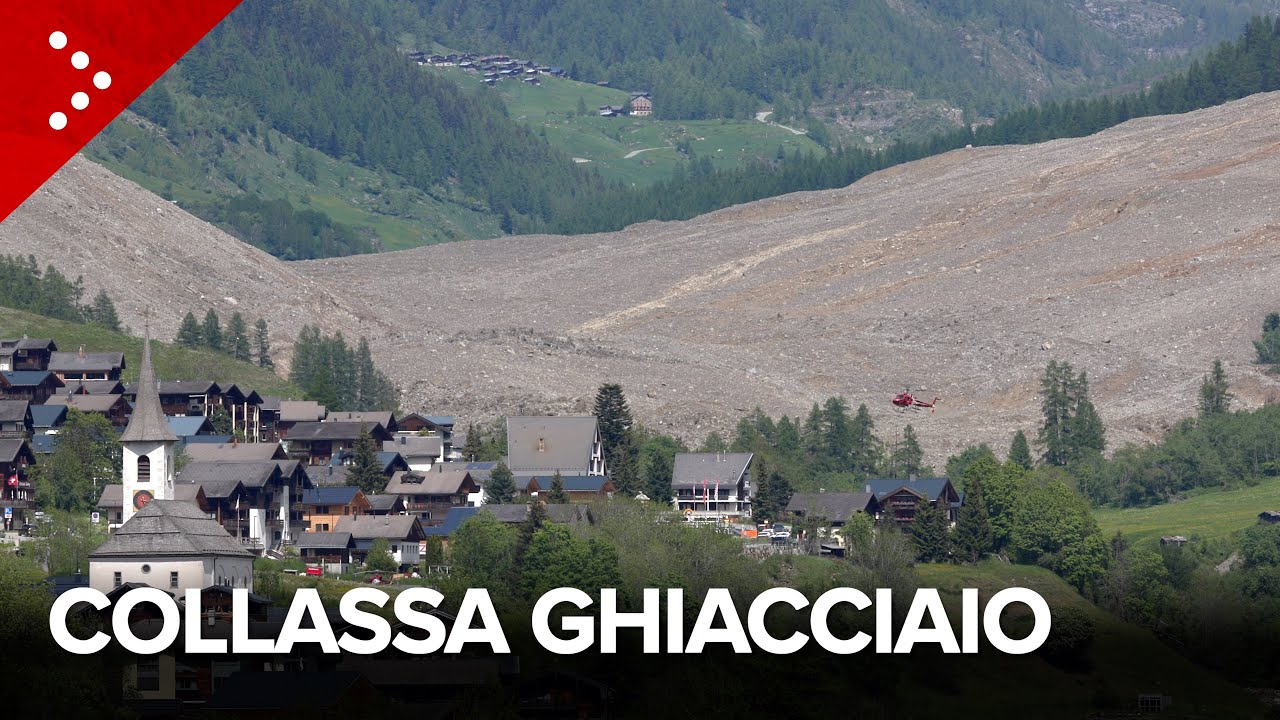 Collassa enorme porzione di un ghiacciaio a Blatten in Svizzera: il paese sepolto, si forma lago