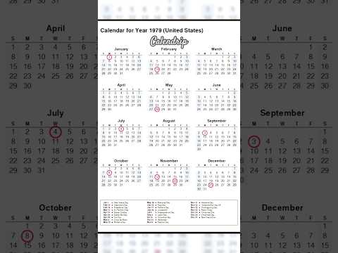 Calendar 1979 #monthsoftheyear