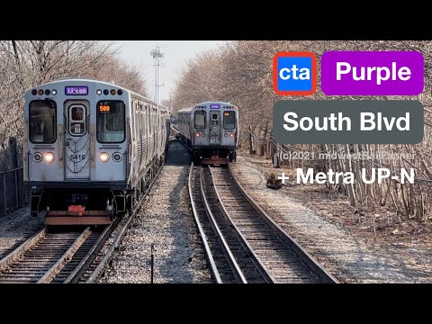 (4K) CTA Trains at South Blvd - Evanston
