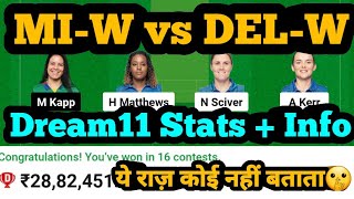 MI-W vs DEL-W Dream11|MI-W vs DEL-W Dream11 Prediction|MI-W vs DEL-W Dream11 Team|