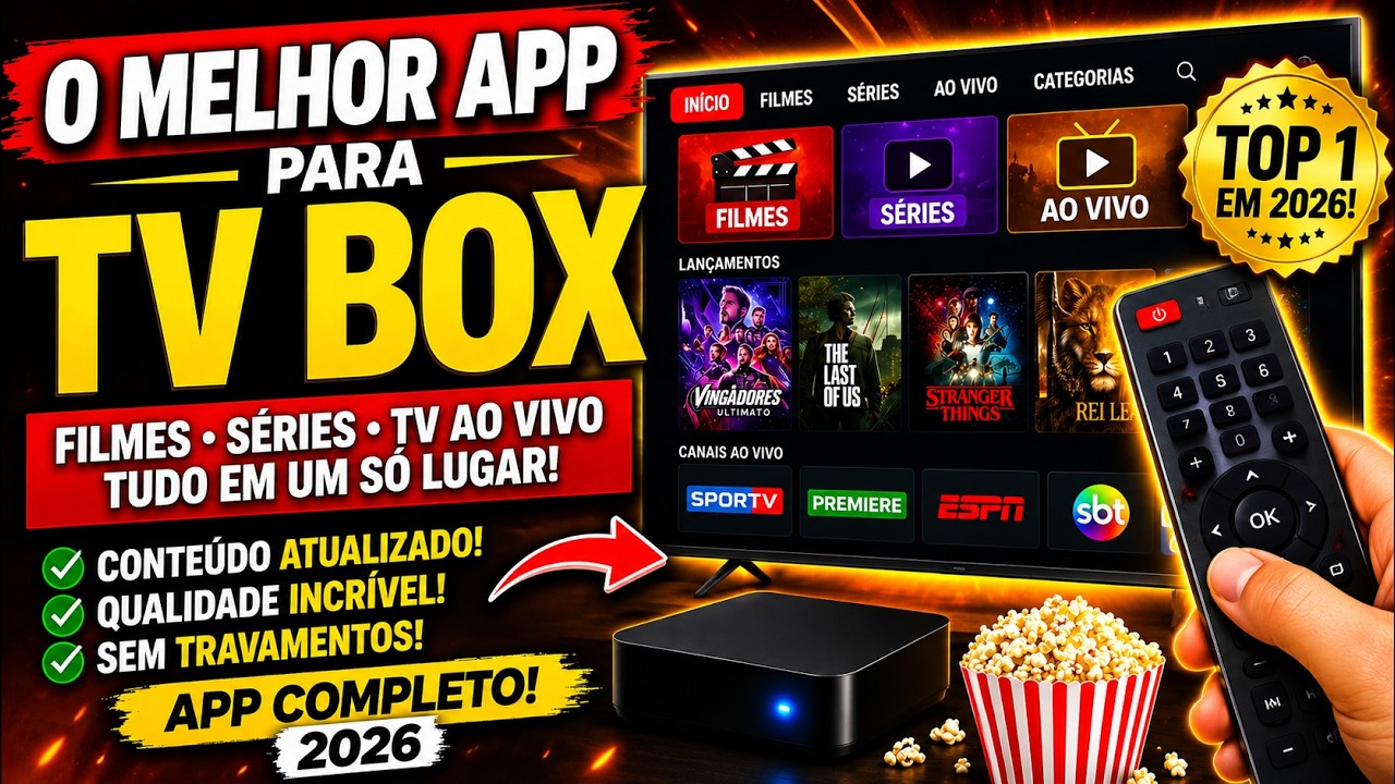 🔥 MELHOR APP PARA TV BOX EM 2026! O MAIS COMPLETO PARA FILMES, SÉRIES E TV AO VIVO