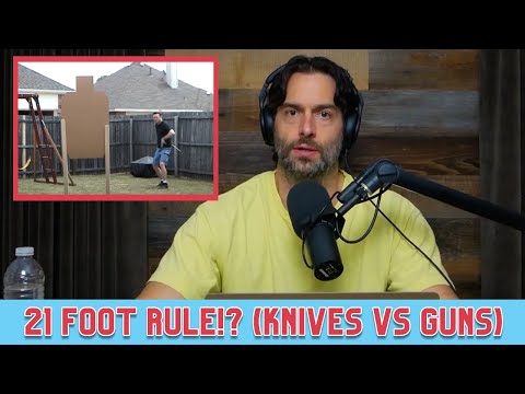 Chris D'Elia Reacts to Hilarious 21 Foot Rule Video (Knives vs Guns)