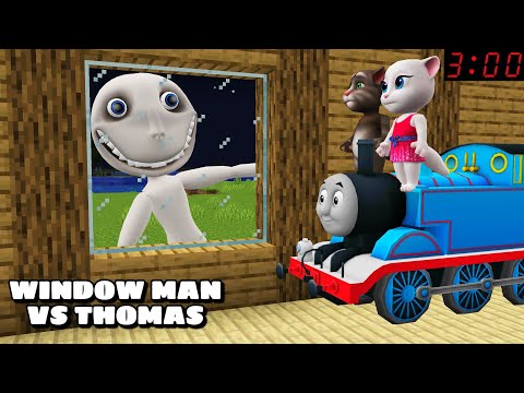THE MAN FROM THE WINDOW VS THOMAS TRAIN in Minecraft 3 AM - Gameplay - Coffin Meme
