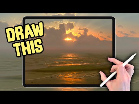 IPAD PAINTING MADE EASY - Ocean Sunset landscape tutorial in Procreate