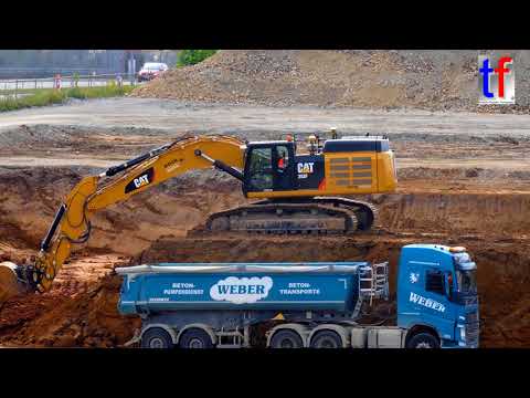 CATERPILLAR 352F & 352F XE Loading Tipper Trailer Trucks / Sattelkipper, Germany, 2017.