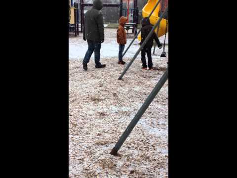 Boys playing in the snow