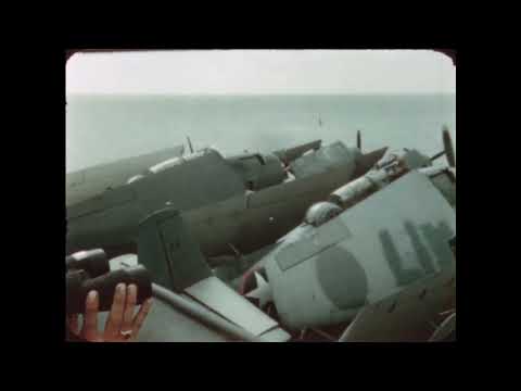 WW2 carrier landing film with Grumman Wildcat, Hellcat and Avenger aircraft