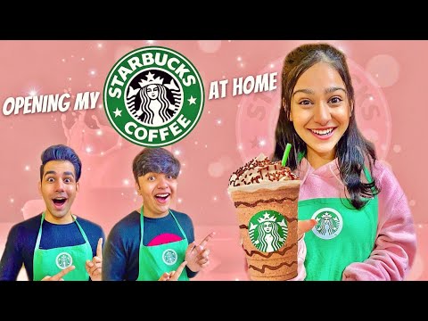 OPENING MY OWN STARBUCKS AT HOME WITH MY BROTHER  SISTER | Rimorav Vlogs