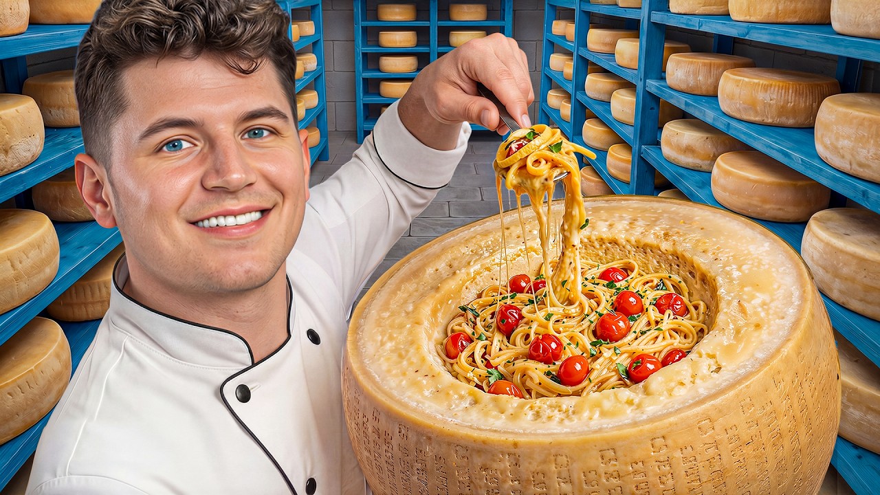 Making Pasta In A Parmesan Cheese Wheel