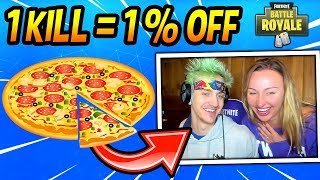 NINJA TAKES ON THE &quot;UBER EATS&quot; CHALLENGE! W/ WIFE! (1 KILL = 1% OFF) Fortnite FUNNY Moments