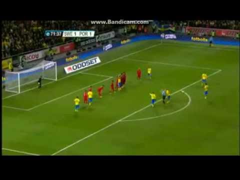 Zlatan Ibrahimovic FANTASTIC AMAZING FREE KICK GOAL SWEDEN 2-1 PORTUGAL HD