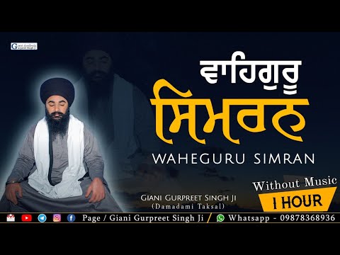 ਵਾਹਿਗੁਰੂ ਸਿਮਰਨ ਜਾਪ | Waheguru Simran | Without Music | Giyani Gurpreet Singh Ji | ਨਾਮ ਸਿਮਰਨ ਅਭਿਆਸ