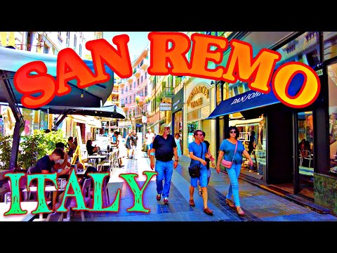 SAN REMO ITÁLIA 4K | Passeio a pé pela cidade 2022 | Vida na cidade em 4K