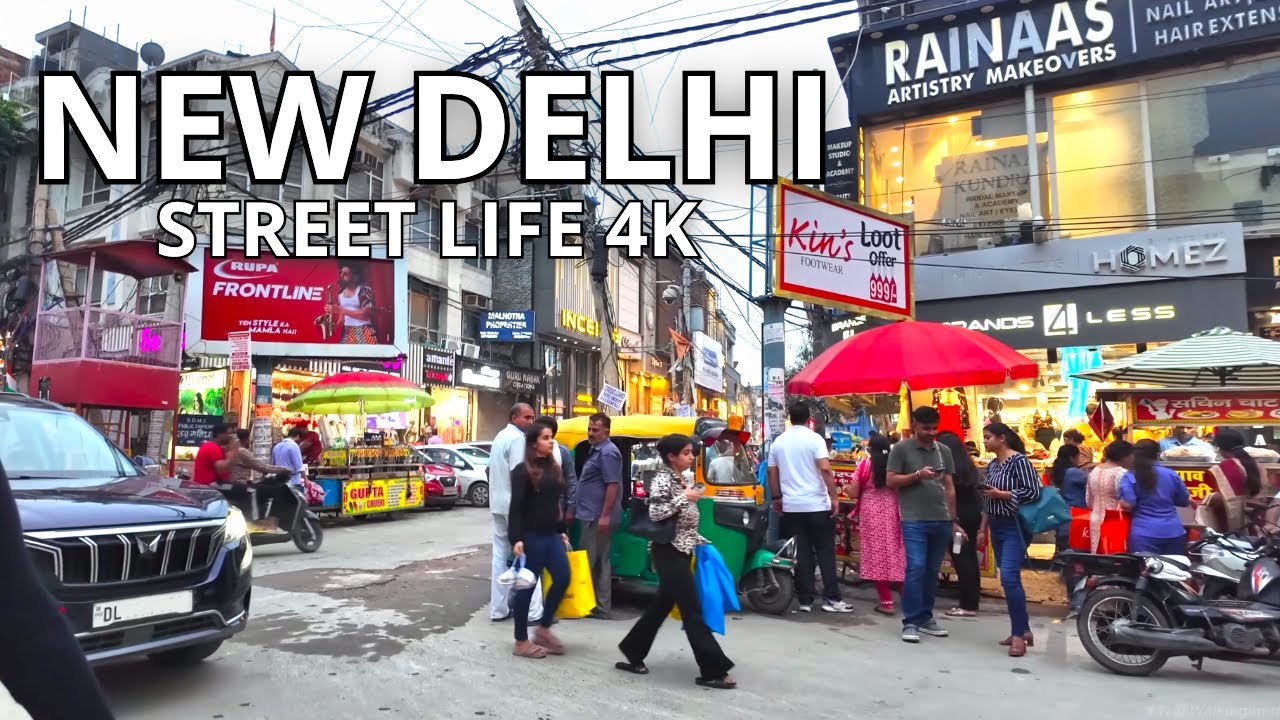 Immersive street-level walking tour through This is NEW DELHI (Daily Life), India, showcasing authentic urban landscapes, local architecture, and the vibrant atmosphere of the city's neighborhoods