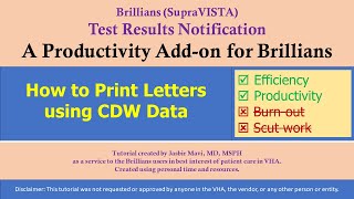 Test Results App: How to Print Letters using CDW Data