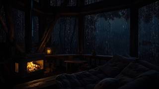 Cozy Rainy Nights by the Fireplace | Gentle Cabin Ambience for Deep Sleep