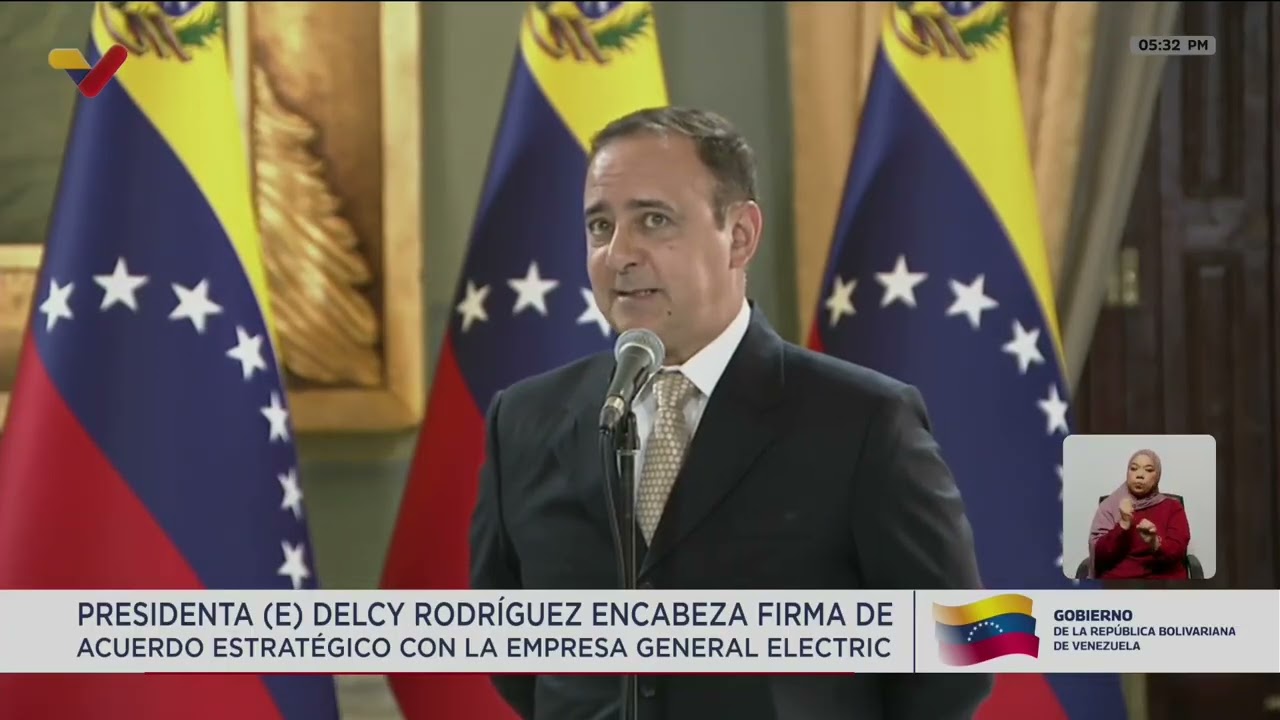 Delcy Rodríguez firma acuerdo con General Electric para recuperar sistema eléctrico, 15 junio 2026