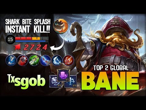Shark Bite Deadly Passive?! Splash Instant KILL! ᵀˣsgob Top 2 Global Bane ~ Mobile Legends
