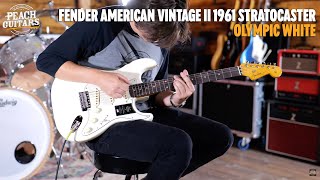 Video thumbnail for No Talking...Just Tones | Fender American Vintage II 1961 Stratocaster | Olympic White by Peach Guitars