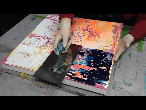 Wie male ich ein abstraktes Acrylbild? | Rakeltechnik mit der Glättkelle auch für Anfänger geeignet