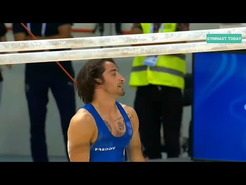 Top 3 in Men's Parallel Bar Final - 2022 Oran 19th Mediterranean Games - Artistic Gymnastics