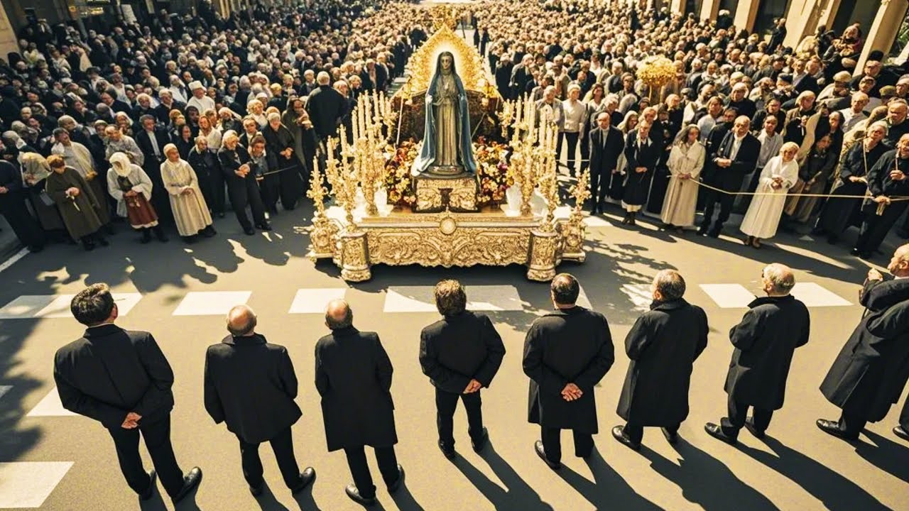 Group of angry atheists stopped a march of believers carrying Our Lady and the worst happened