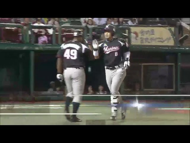 【9回表】マリーンズ・今江 バックスクリーンへ10号ソロホームラン!! 2014/9/16 E-M