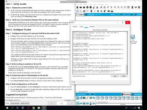 3.2.2.4 Packet Tracer - Configuring Trunks