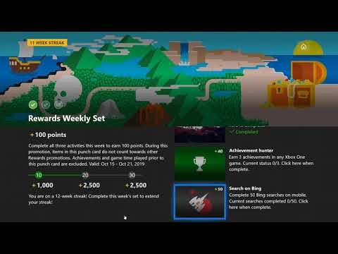 Xbox Microsoft Rewards Week of Oct 15th 2019