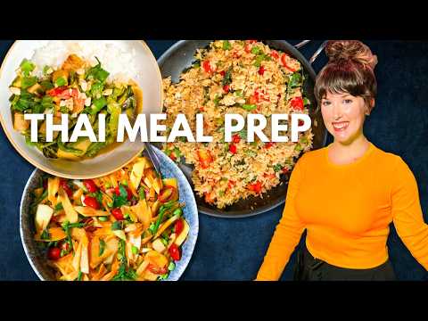 Healthy Thai Meal Prep! 4 Vegan and Gluten-Free Recipes (Thai Yellow Curry, Papaya Salad and more)