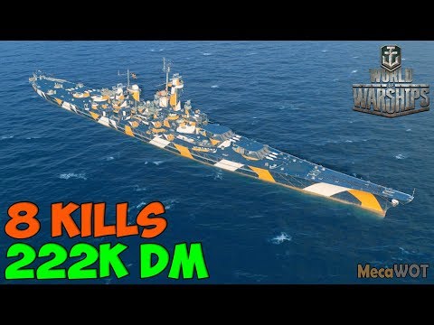 World of WarShips | Montana | 8 KILLS | 222K Damage - Replay Gameplay 1080p 60 fps