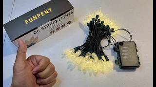 Battery Powered C6 Christmas Lights w/ 8 Flashing Modes