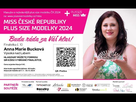 Video medailonek finalistky soutěže Miss Plus Size modelky ČR 2024 Anna Marie Bucková finalistka s číslem 10