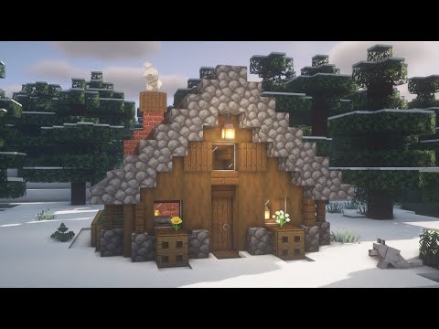 Gorillo - Minecraft | How to build a Winter Log Cabin | Easy Wooden House Tutorial