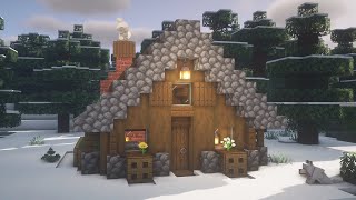 Minecraft | How to build a Winter Log Cabin | Easy Wooden House Tutorial