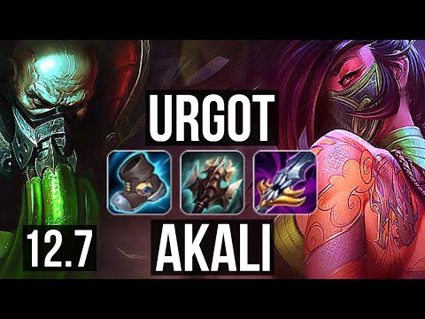 URGOT vs AKALI (TOP) | Rank 4 Urgot, 10/2/3, Godlike | KR Challenger | 12.7