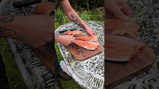 Fish Butchery in the Garden🔪🔥🐟 #butcher #butchery #fish #meat #beef #knife #trout #bbq #viral #food