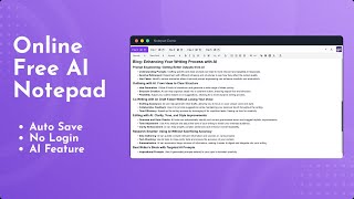 AI-Powered Online Notepad | Free No-Login Notes with Auto-Save & Smart AI Tools