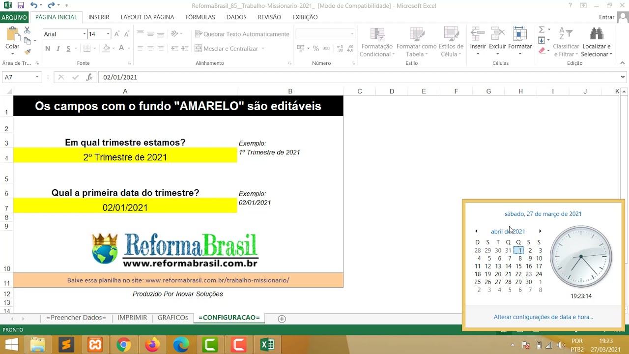 Tutoriais: Planilha para usar na apresentação do Trabalho Missionário