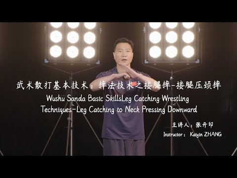 Wushu Sanda Basic Skills-Leg Catching Wrestling Techniques-Leg Catching to Neck Pressing Downward