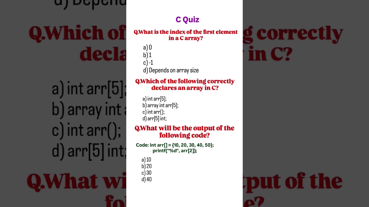 C Quiz. Test Your C Programming Skills!#coding #cforbeginners #cprogramming