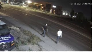 Suspects in digital traffic sign hack caught on video stepping into view, using parking lot as toile