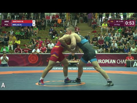 1/4 GR - 74 kg: M. AMOYAN (ARM) df. K. NIKLAS (POL), 6-0